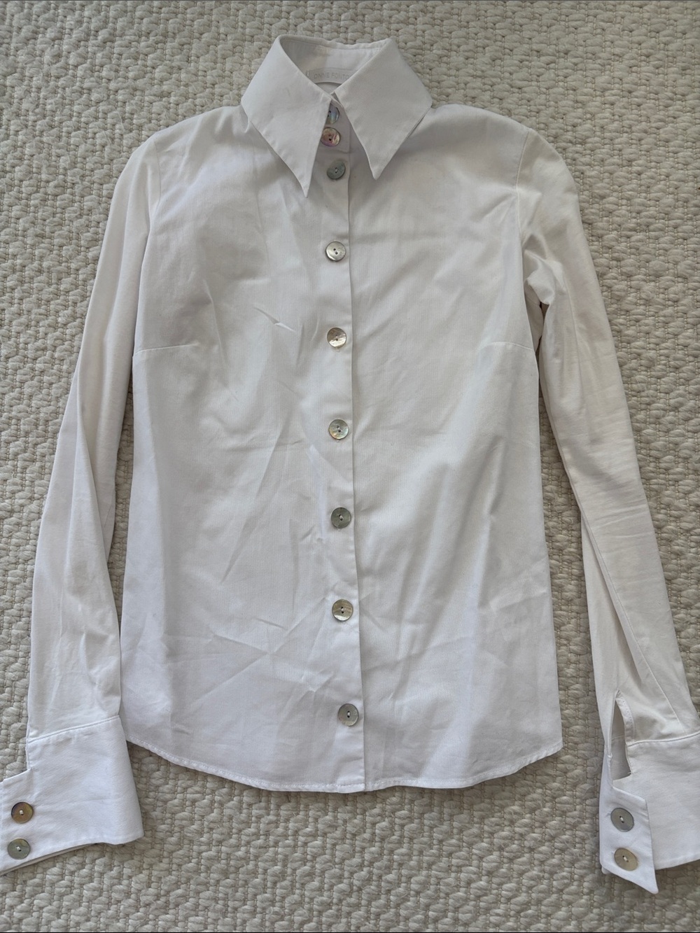 Anne Fontaine White Pointed-Collar Button Shirt 36